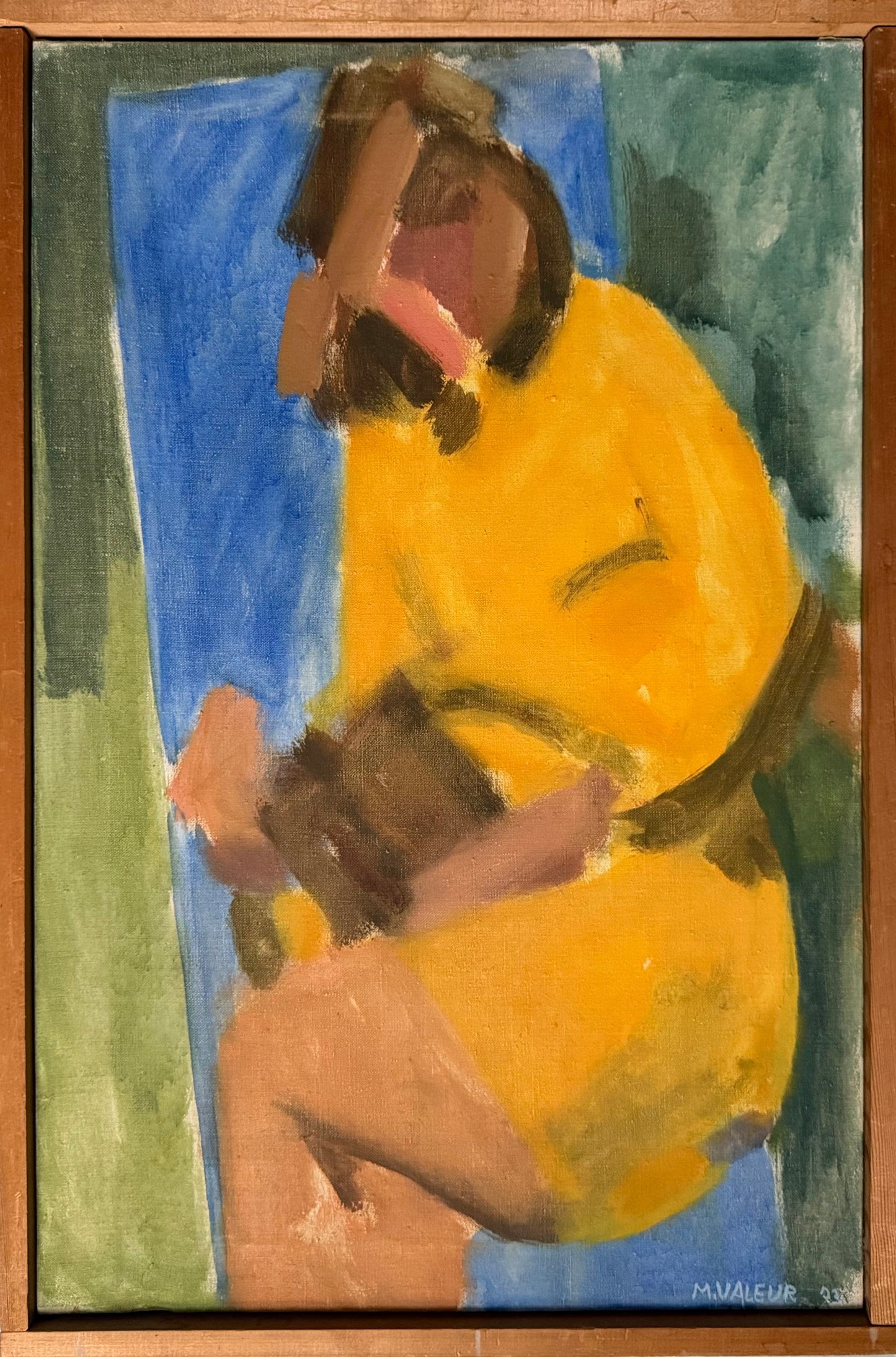 Mogens Valeur. Woman in a yellow dress