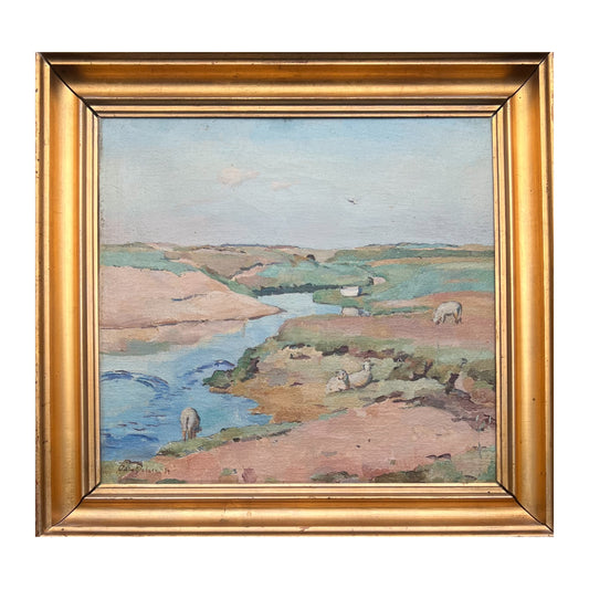 Oda Peters. Sheep in landscape, 1924