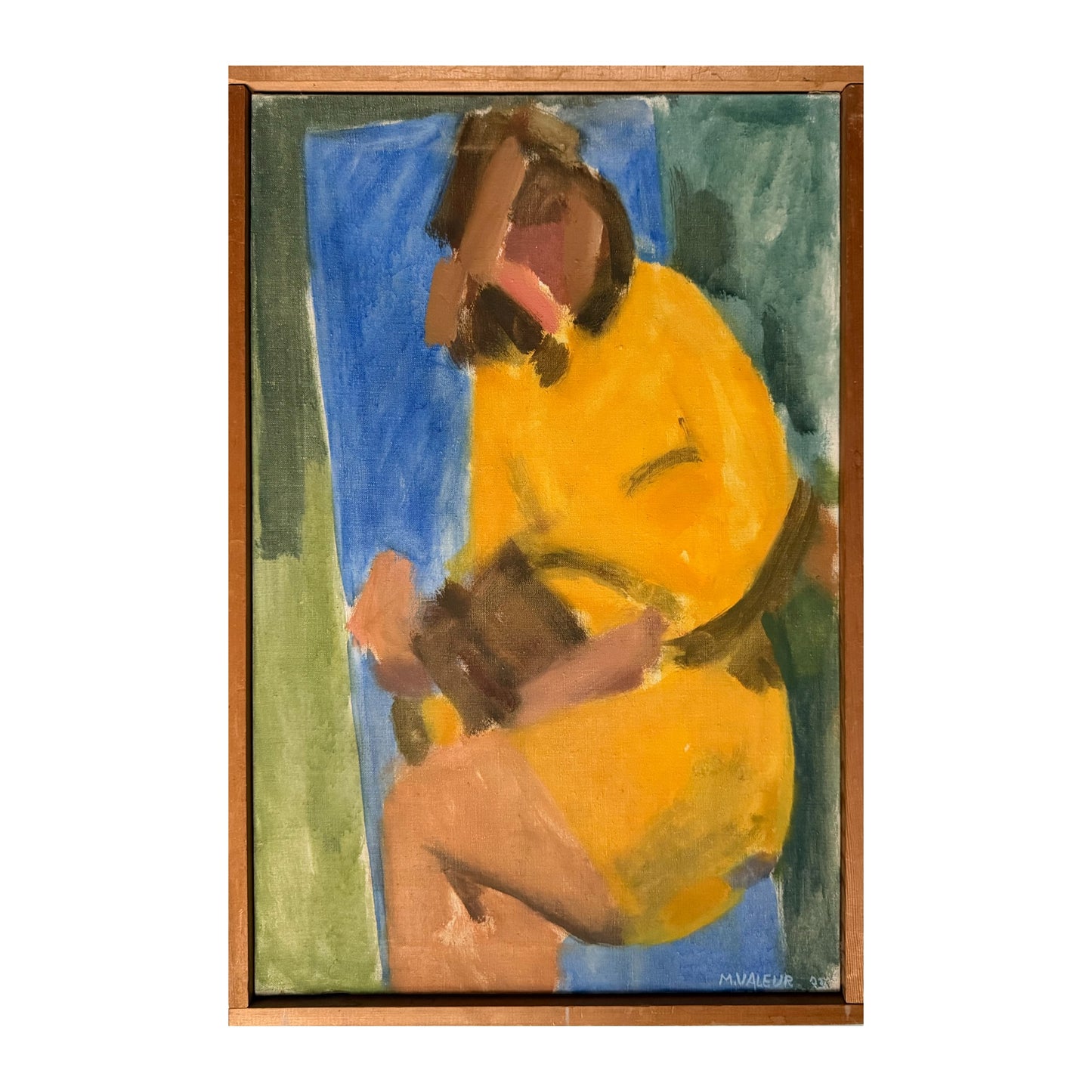Mogens Valeur. Woman in a yellow dress