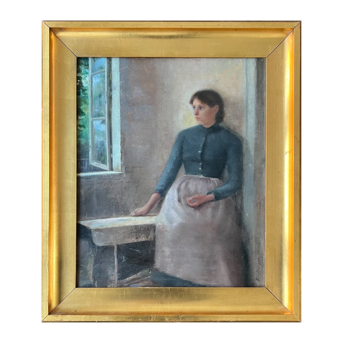 Marie Henriques. “A woman by the window in Petershøj, Ordrup”, 1888