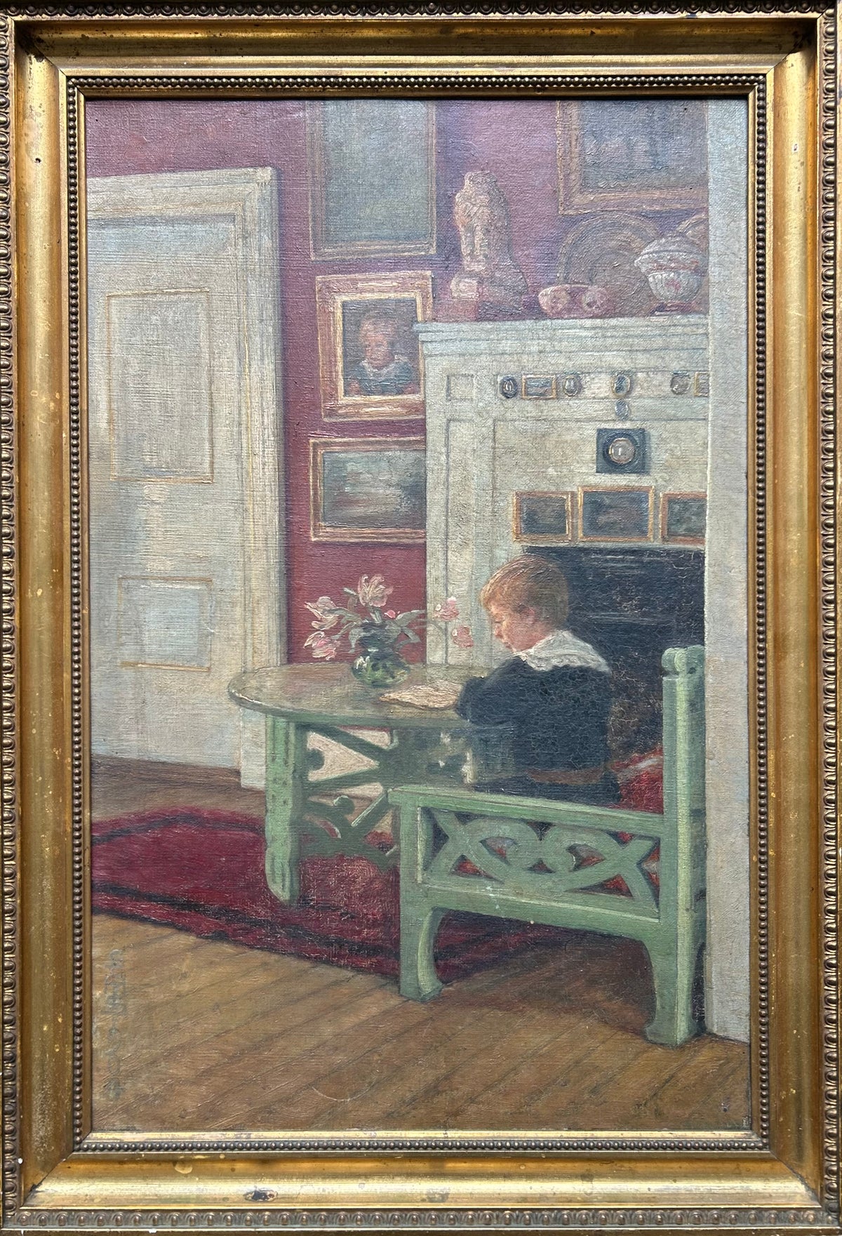 Susette Holten f. Skovgaard. “Interiør med en lille dreng”, 1904