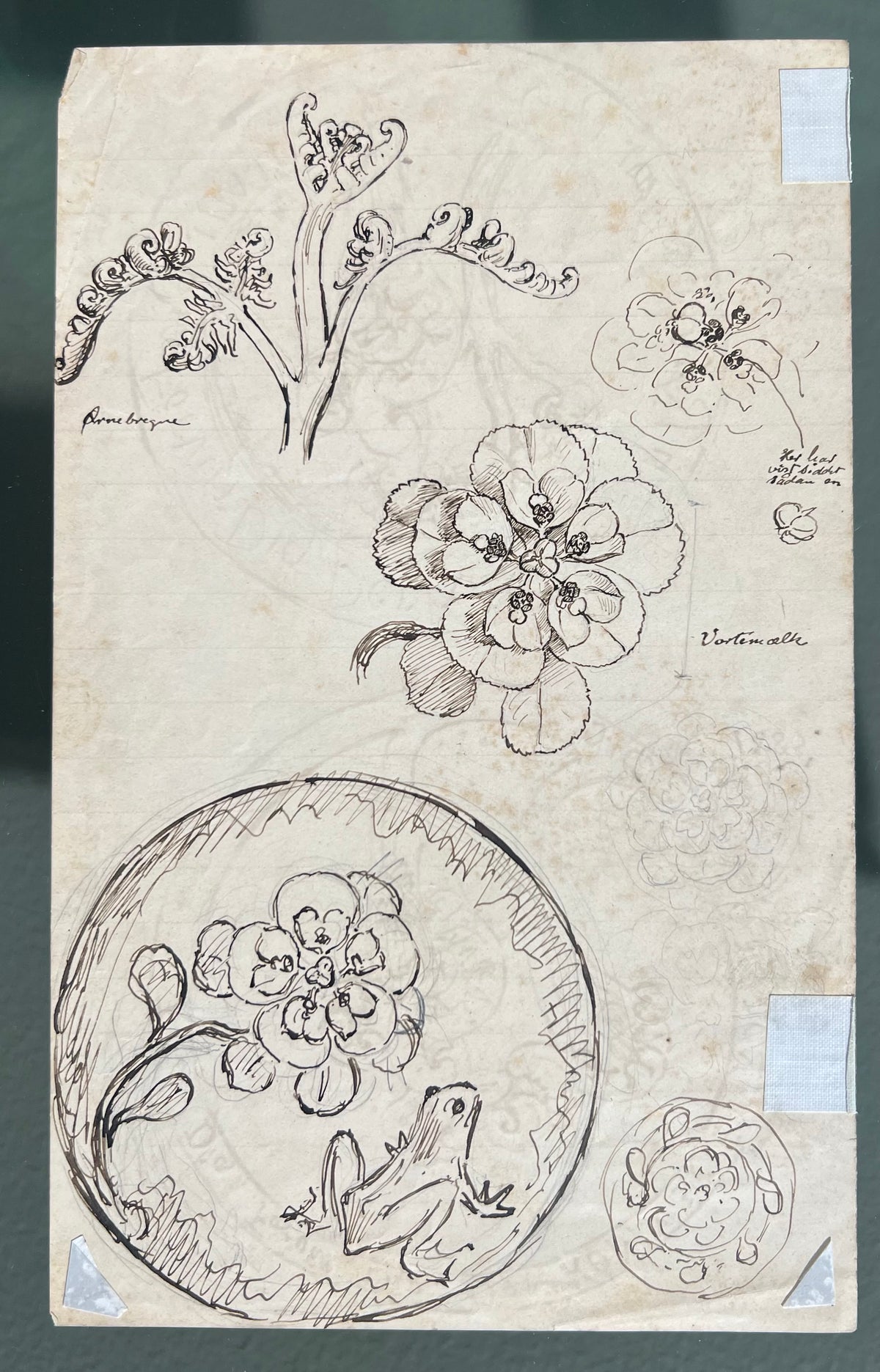 Niels Skovgaard. Sketches for a ceramic dish, 1885