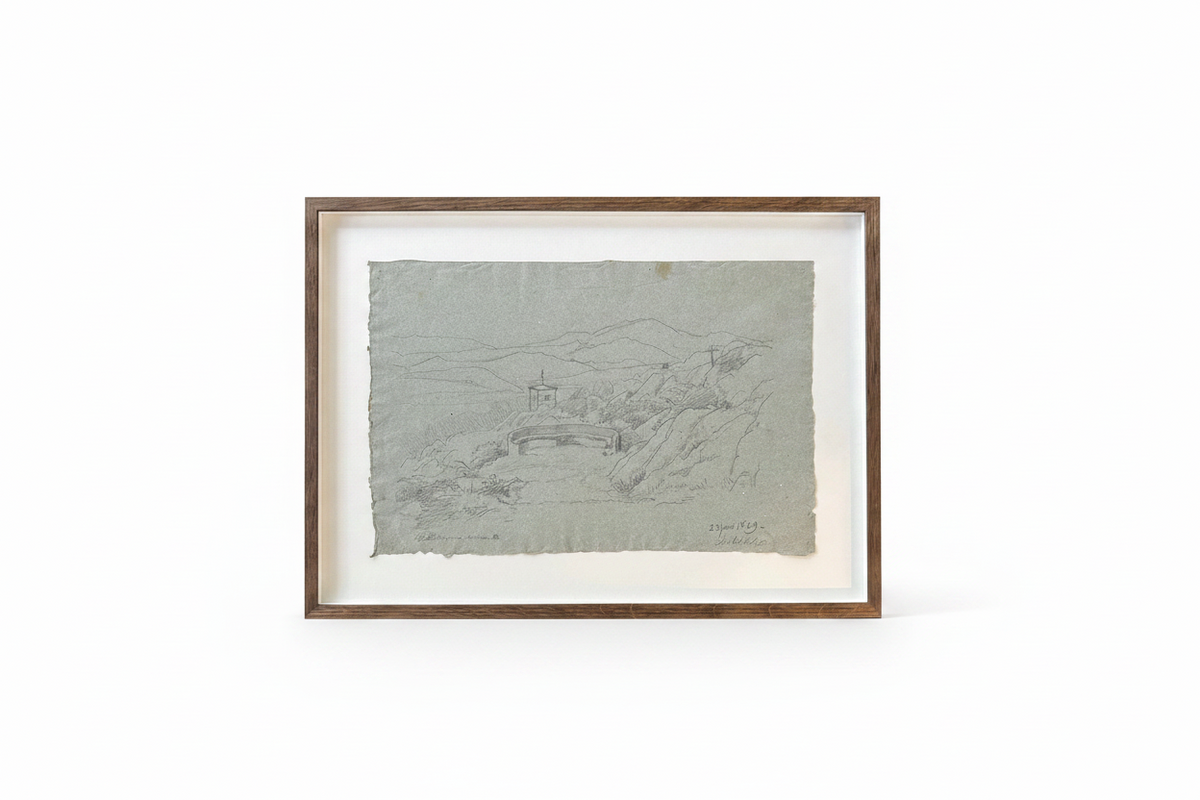P. C. Skovgaard. Sketch for "Aftenlandskab nær Subiaco, Aftensol", 1869