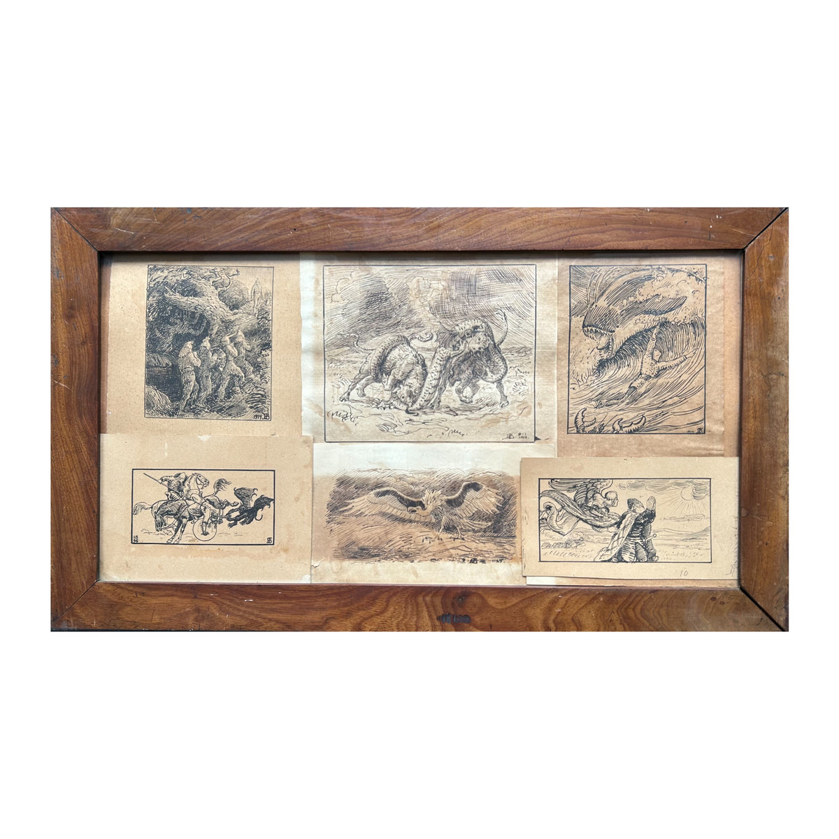 Niels Skovgaard. Six drawings in one frame, 1896-1925.