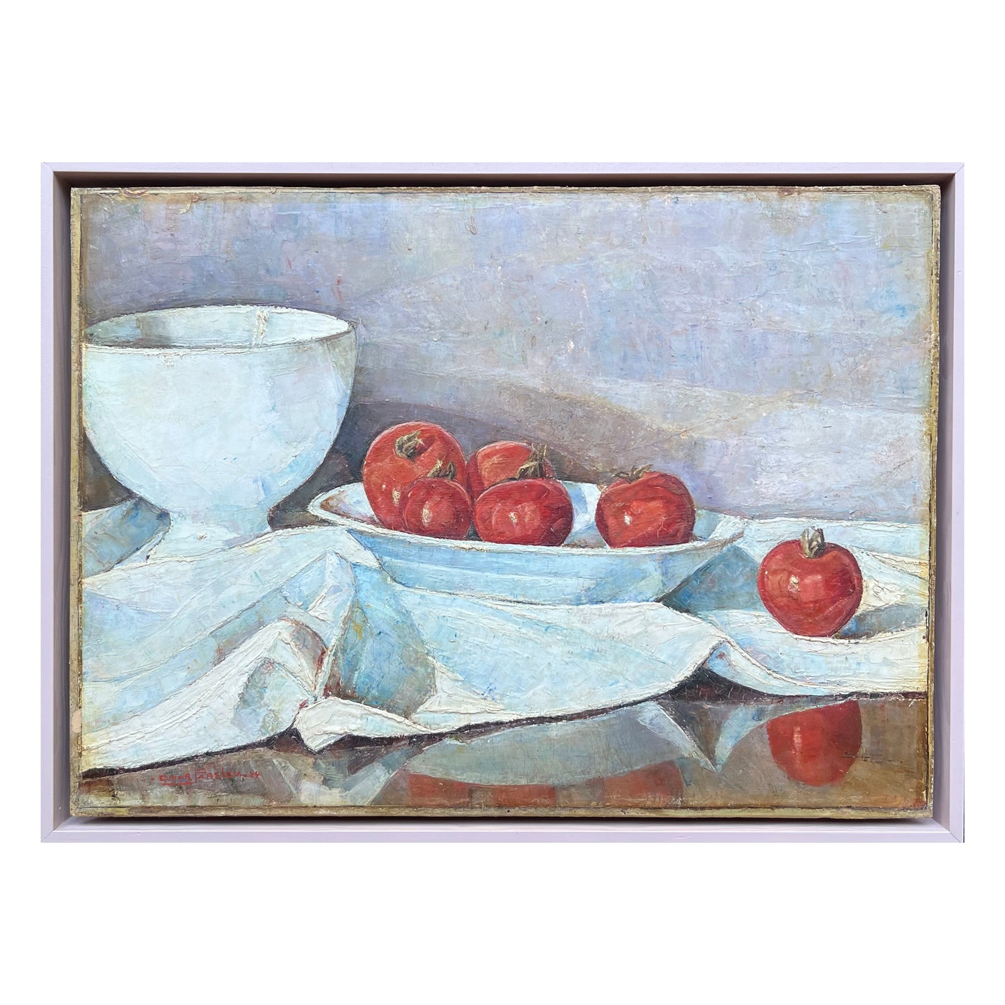 Einar Parslev. Stillife with tomatoes on a white tablecloth, 1924