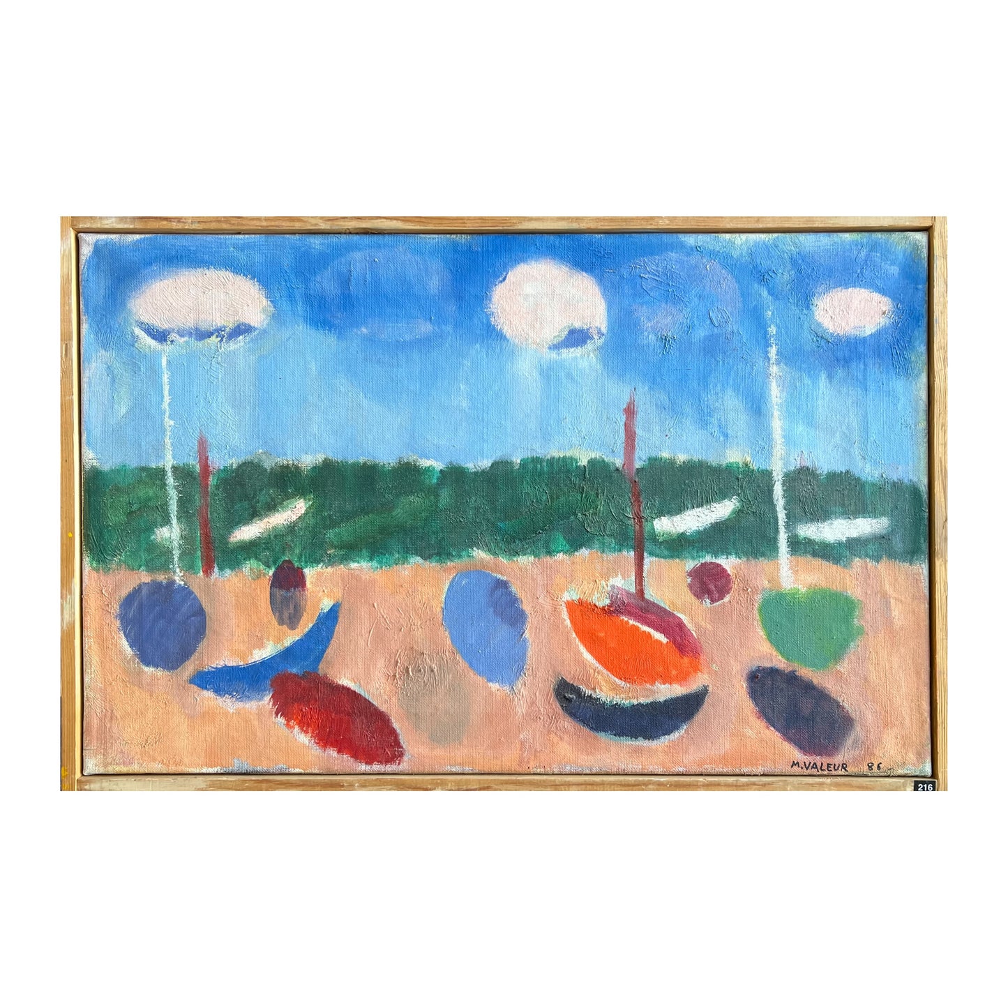 Mogens Valeur. Boats on the beach, 1986