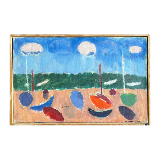 Mogens Valeur. Boats on the beach, 1986