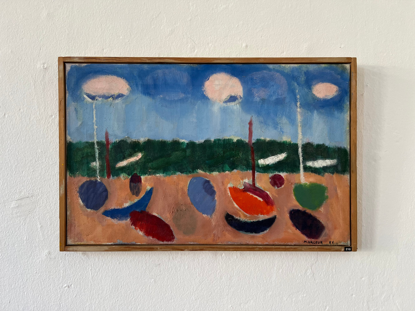 Mogens Valeur. Boats on the beach, 1986