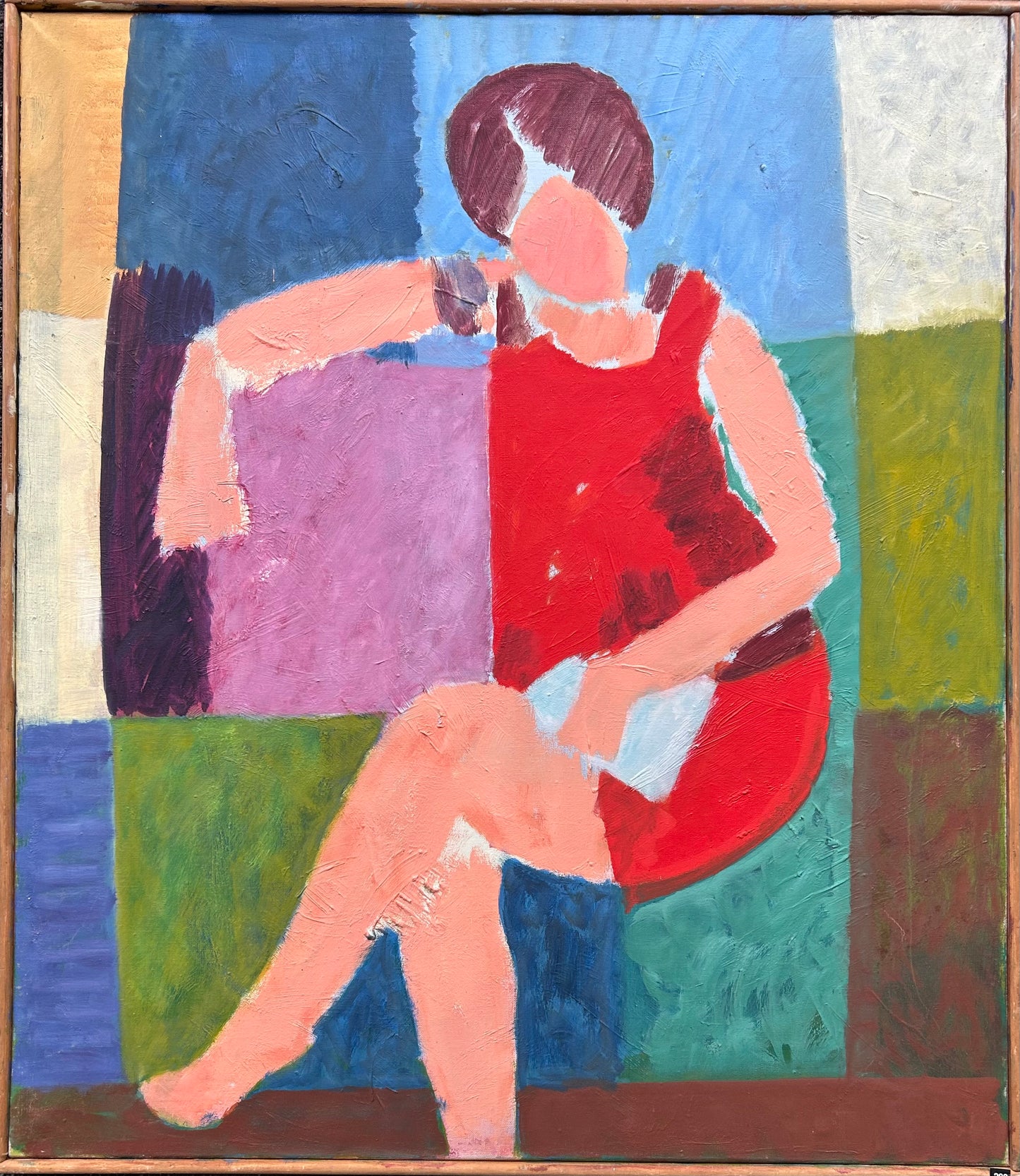 Mogens Valeur. Composition with woman in red