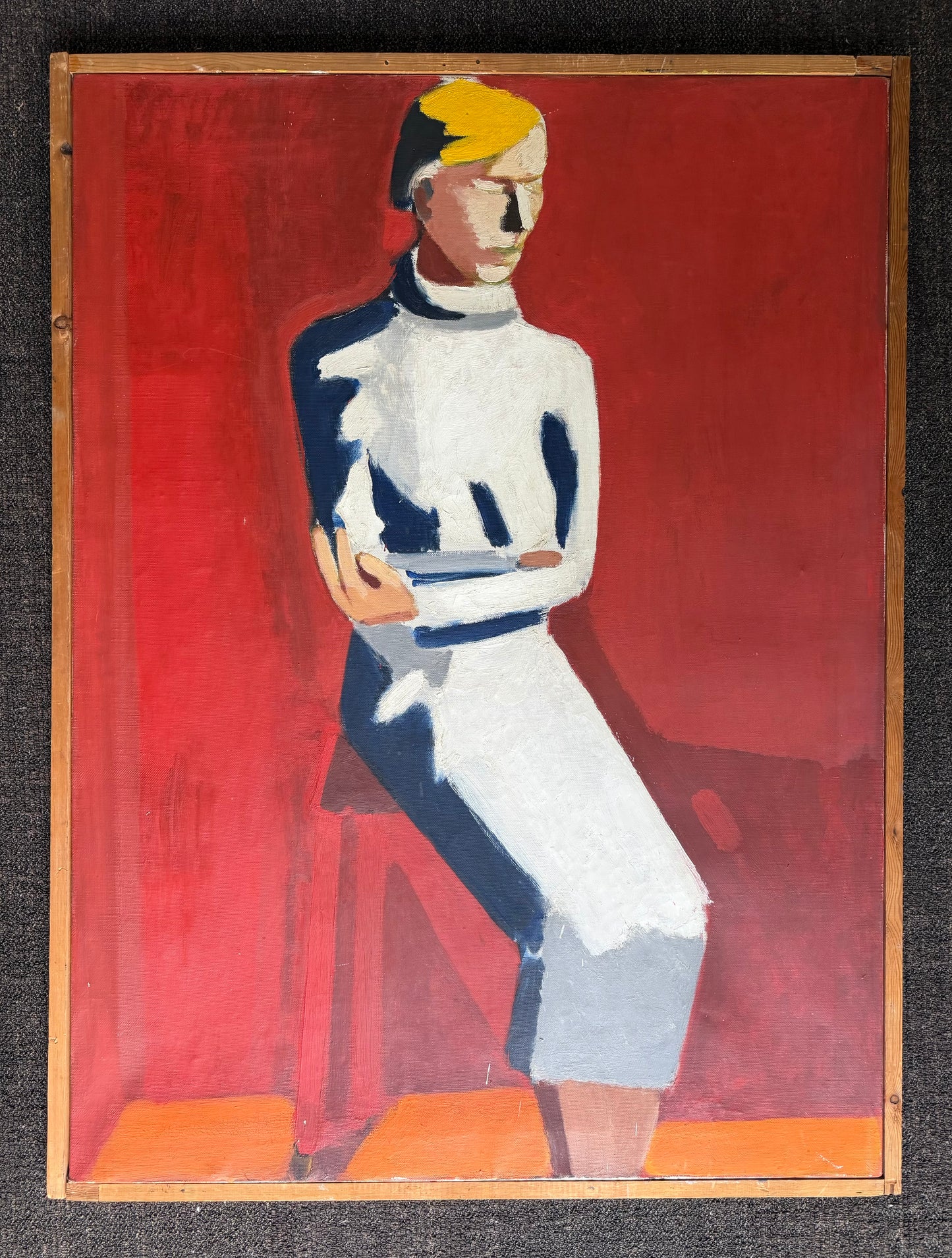 Egon Mathiesen. Model in red room, portrait of Else Fischer-Hansen, 1936