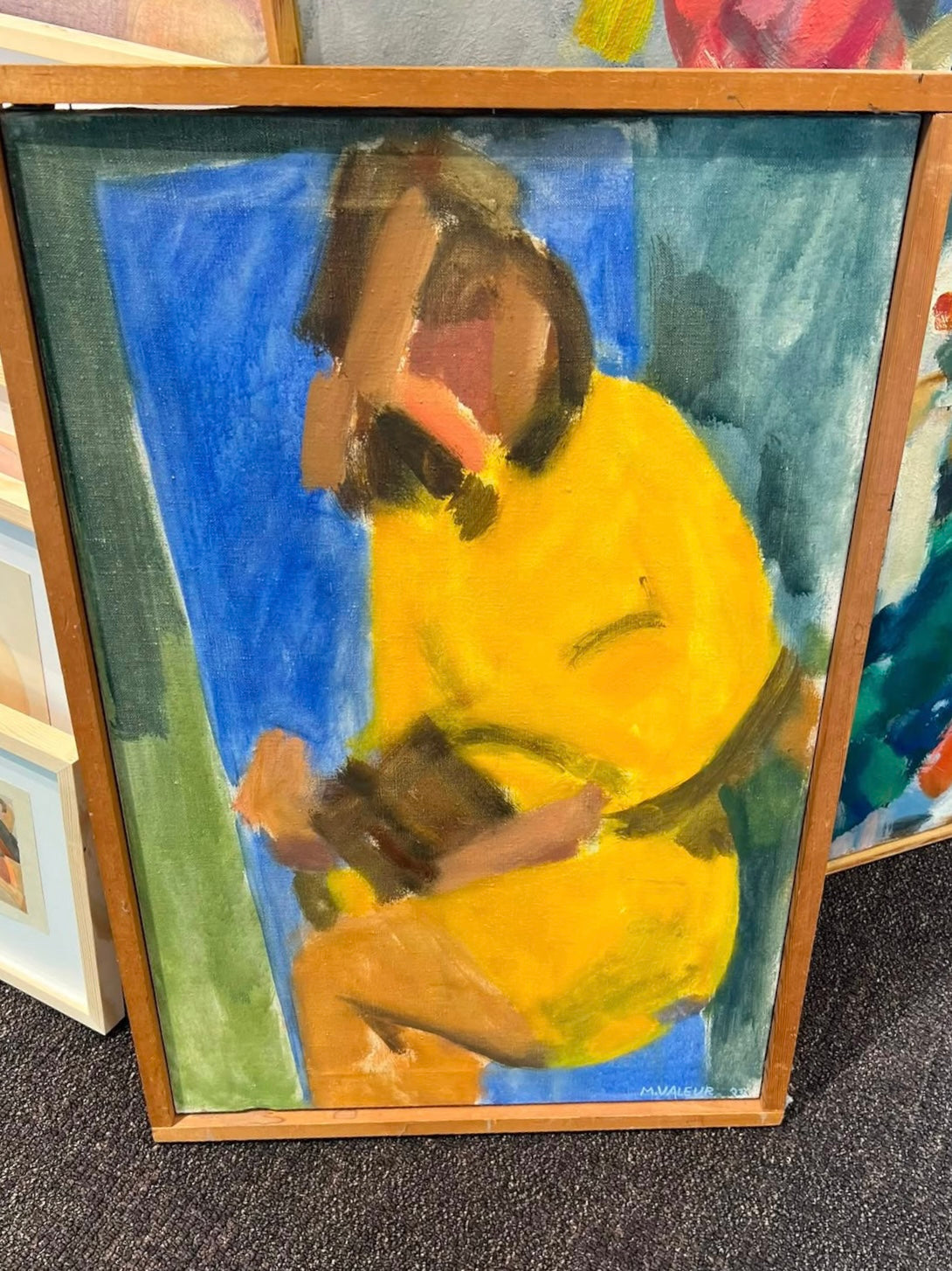 Mogens Valeur. Woman in a yellow dress