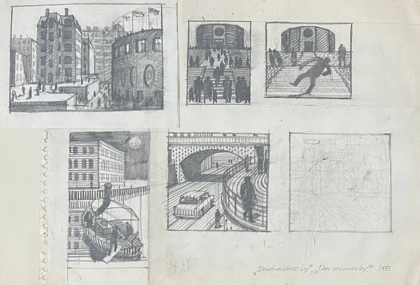 Palle Nielsen. “Den fortryllede by, den sovende by”, 1955